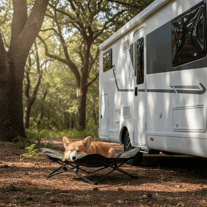 toutou dans lit de camp chien dans la foret