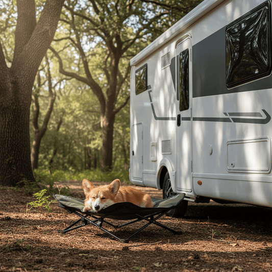 toutou dans lit de camp chien dans la foret
