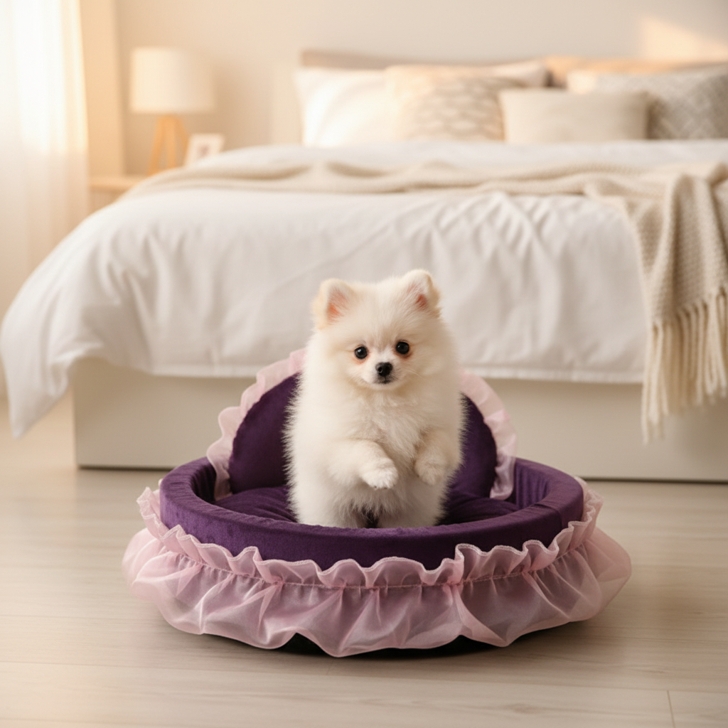 toutou dans lit pour chien déhoussable
