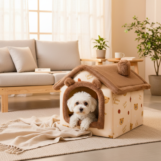 toutou dans niche chien chaud d hiver