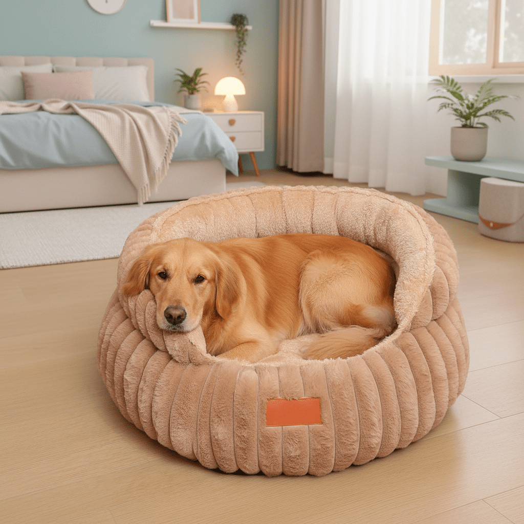toutou dans panier chien  orthopédique anti-stress