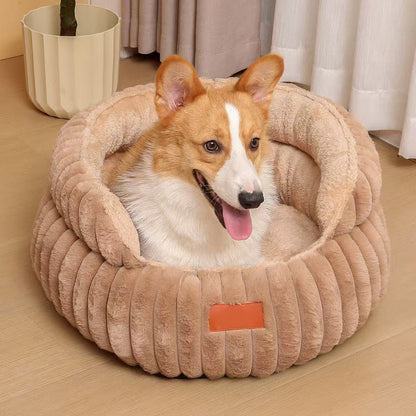toutou dans panier chien  orthopédique  doux marron