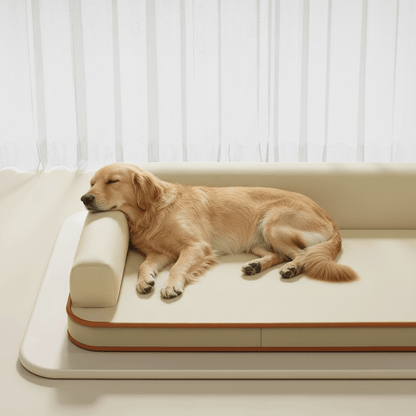 toutou dort dans canapé chien confortable