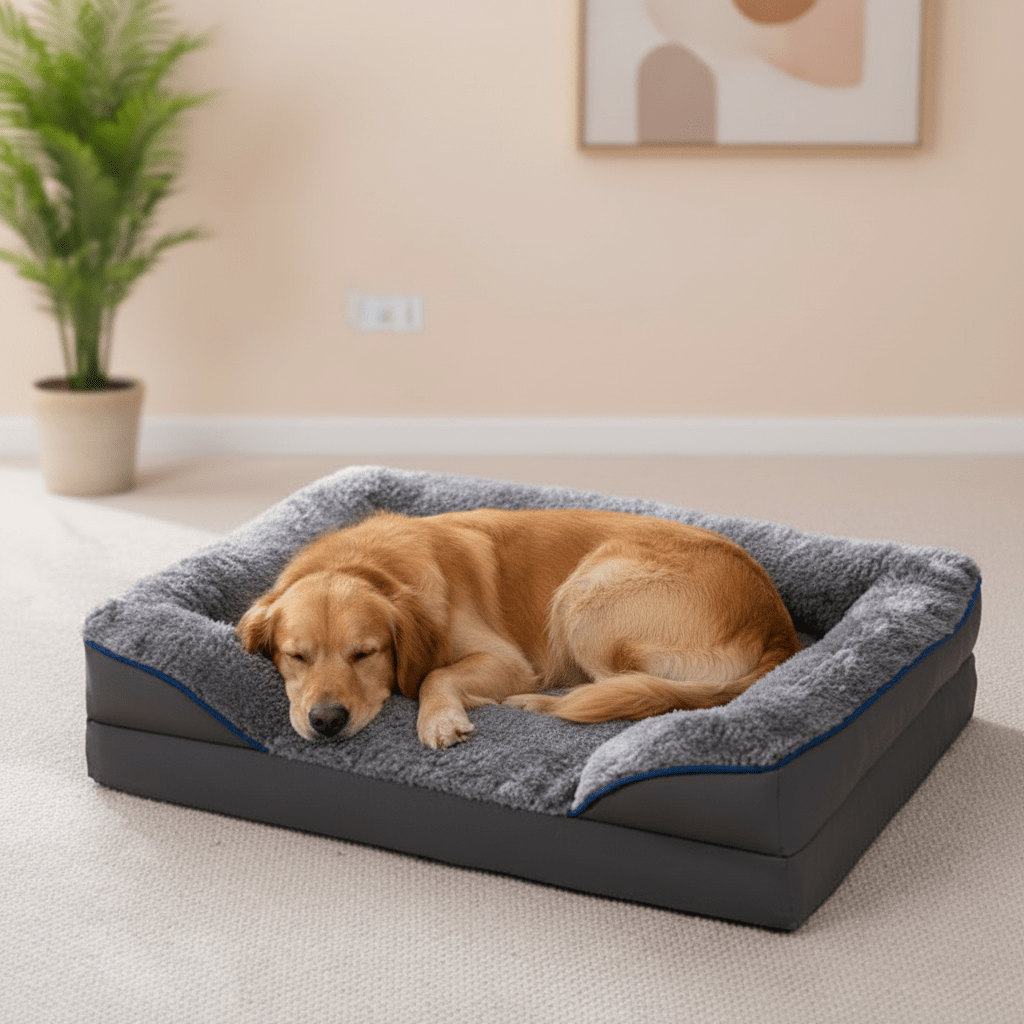 toutou dort dans canapé lit pour chien grand taille