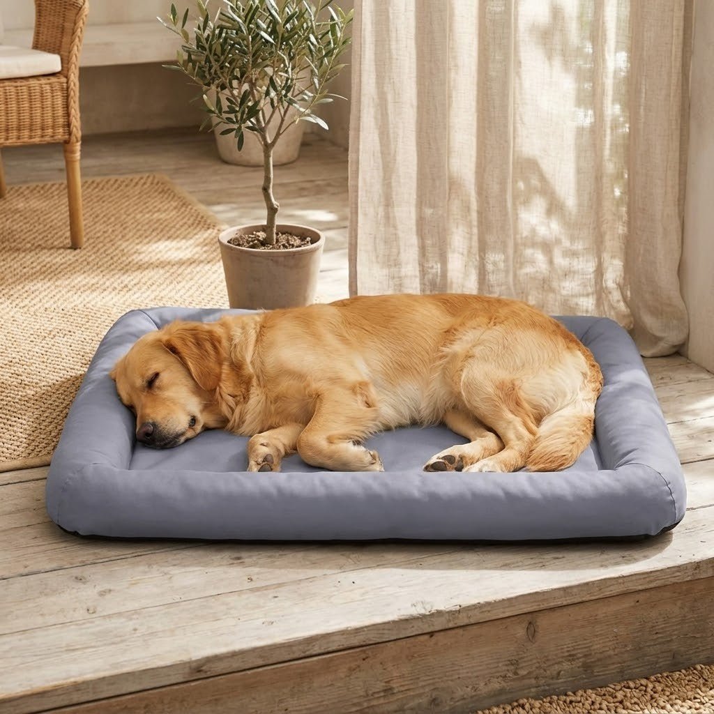 toutou dort dans coussin imperméable pour chien en coton