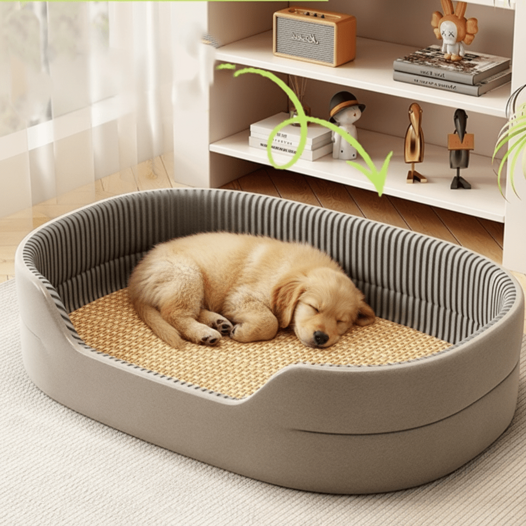 toutou dort dans coussin rafraichissant chien en bambou 