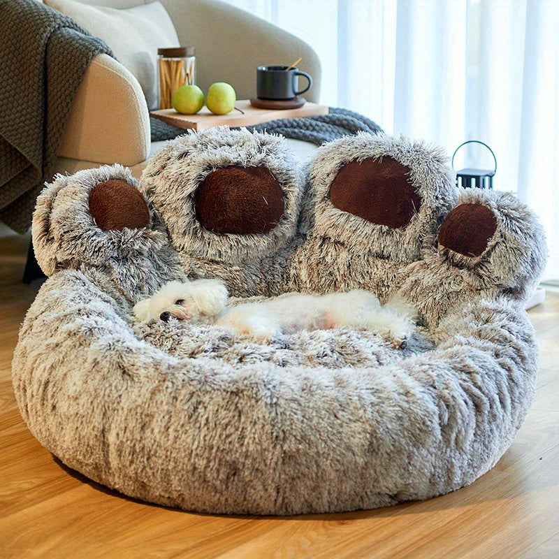 toutou dort dans lit pour chien moelleux 