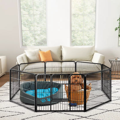 toutou installer dans parc pour chiens dans la maison