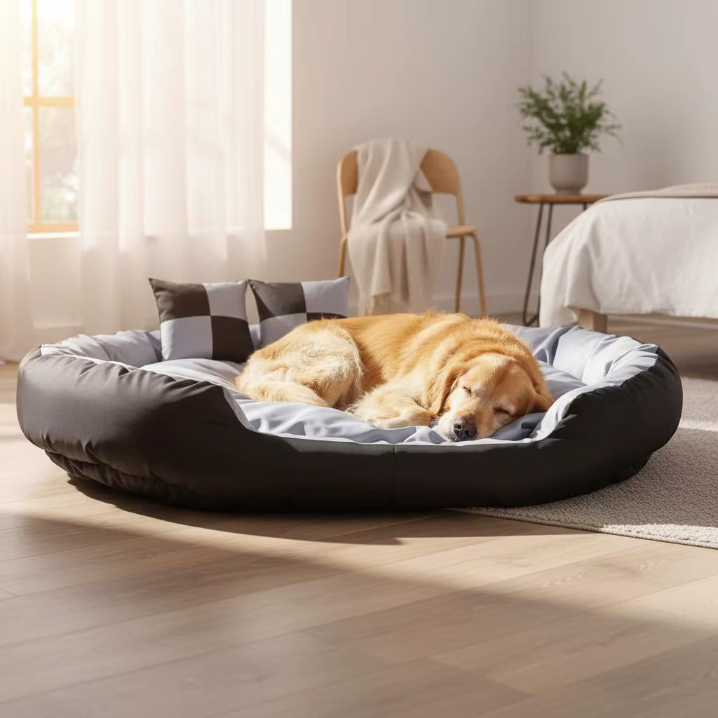 toutou paisiblement dans coussin orthopédique chien lavable