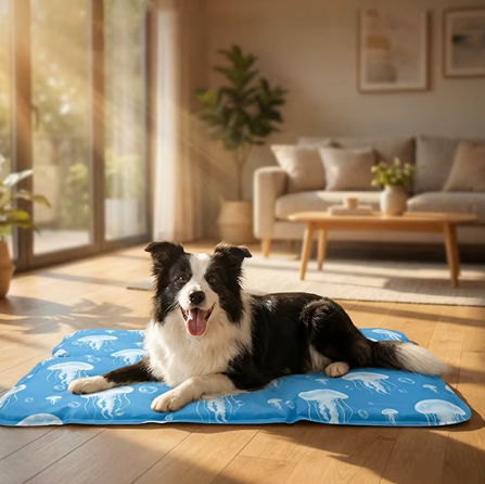toutou se refroidie sur chien tapis rafraichissant chien