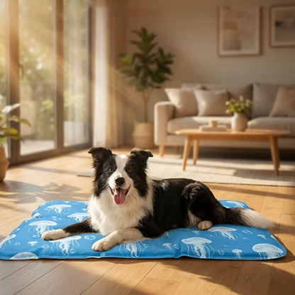 toutou se refroidie sur chien tapis rafraichissant chien