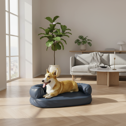 toutou sur banquette chien avec un soutien de tête