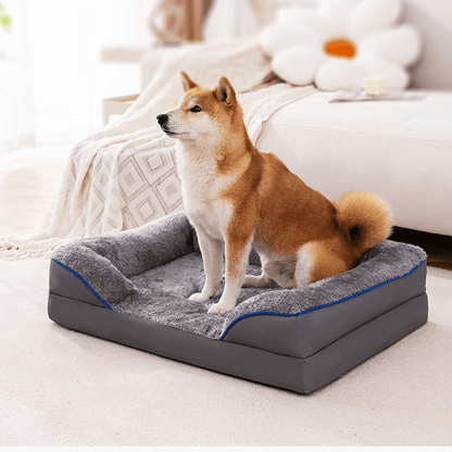 toutou sur canapé lit pour chien grand taille en cuir 