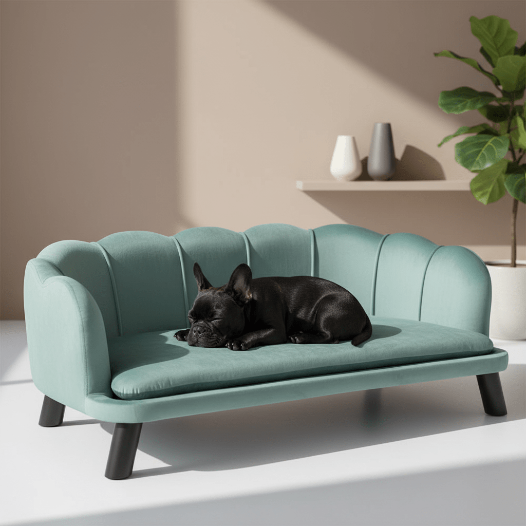 toutou sur canapé pour grand chien en bois