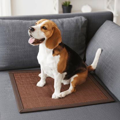 toutou sur canape dans tapis rafraichissant chien