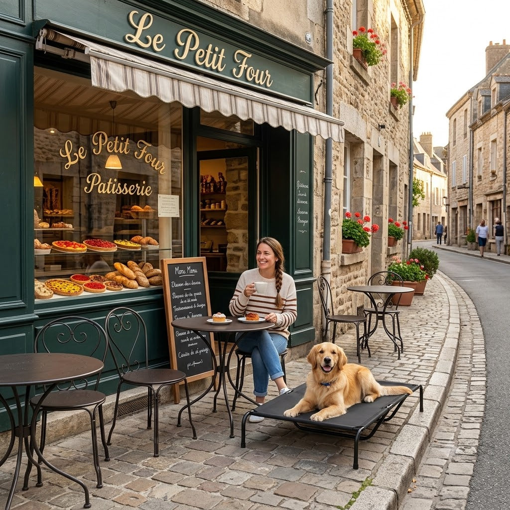 toutou sur lit pour chien xxl surélevé sur le trottoir 