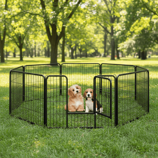 toutous dans parc pour chiens dans la foret