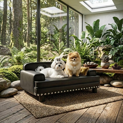 toutous su canape orthopédique chien en similicuir