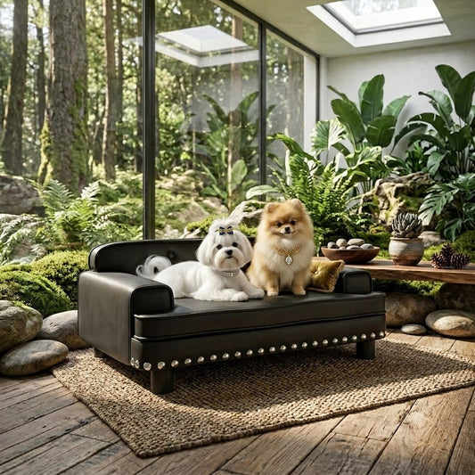 toutous su canape orthopédique chien en similicuir